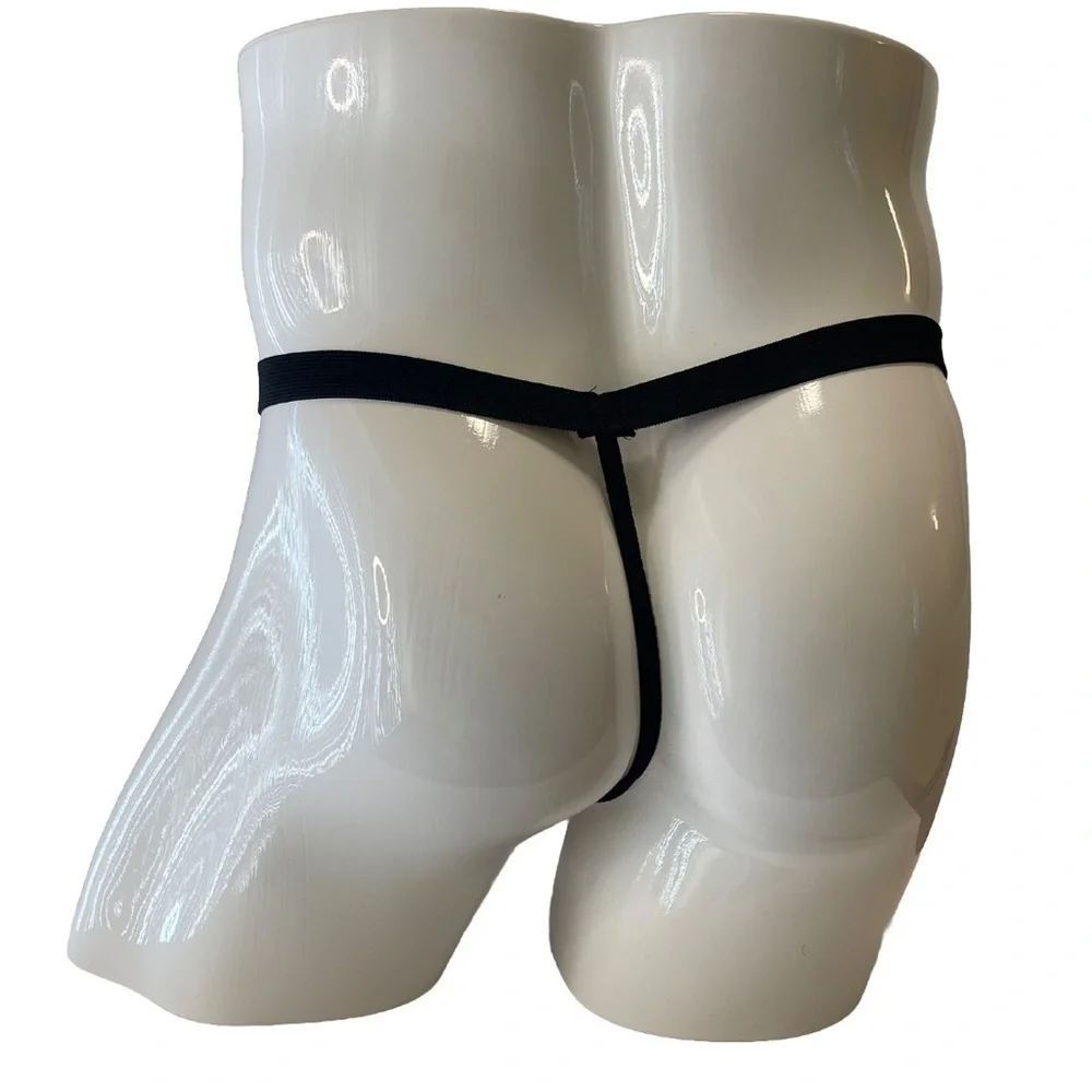 Thong G-String Black Medium Mens Zipper Front Reveal New With Tags